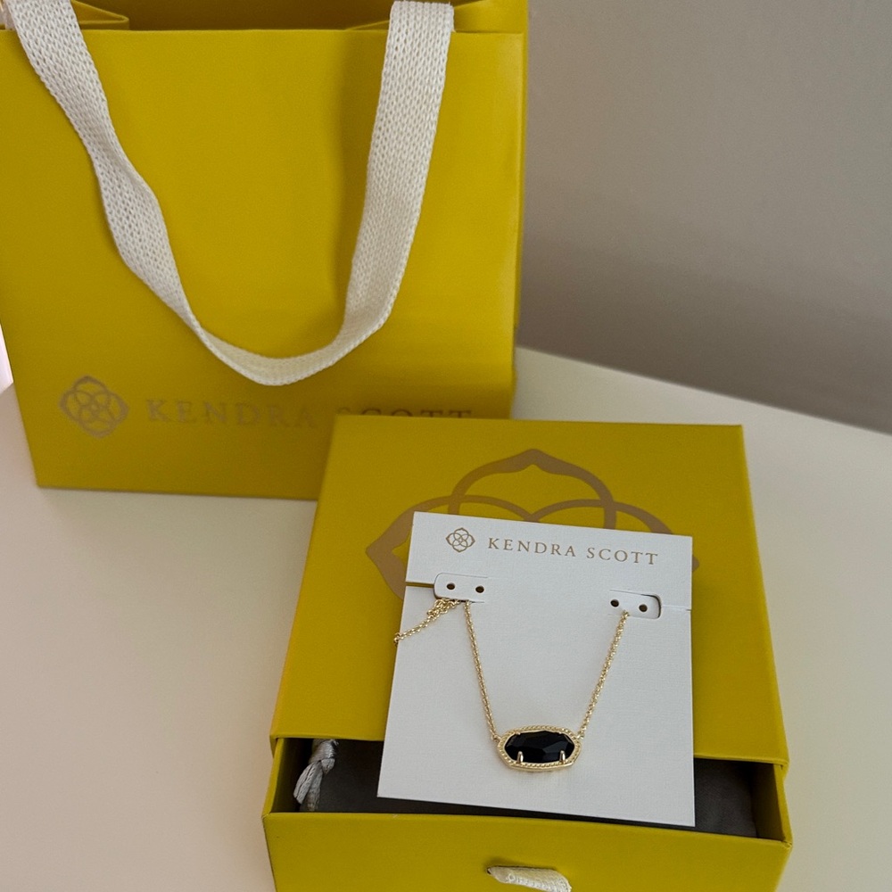 Kendra Scott Gold Necklace with Black Stone